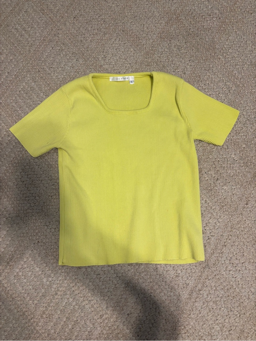 A New Day Square Neck Ribbed Top - Lime